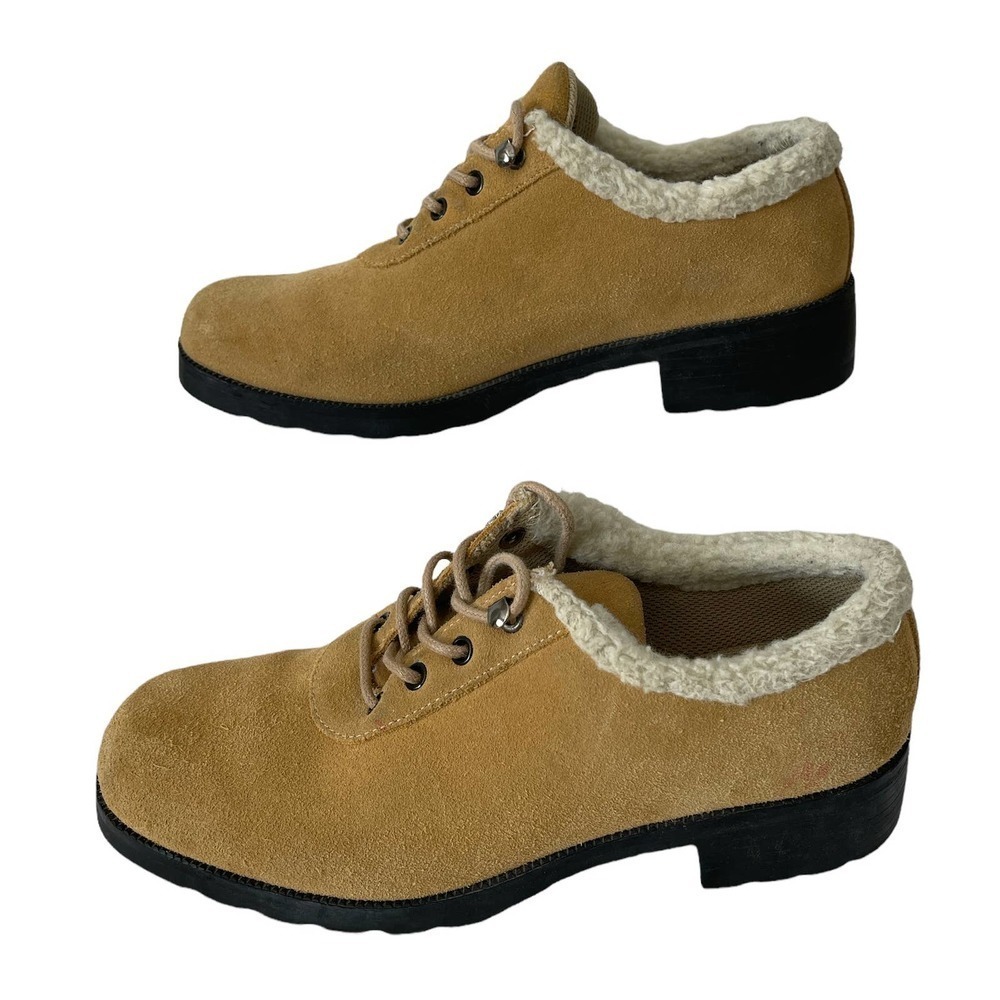 Talbots Women Shoes Tan Suede 6.5 M Lace-up Round Toe